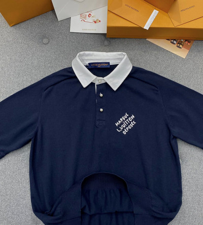루이비통 자수 면 혼방 반팔 폴로셔츠
