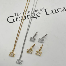 셀린느 클래식 로고 큐빅 실버 목걸이