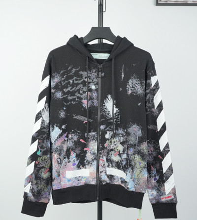 오프화이트 프린팅 집업 후드