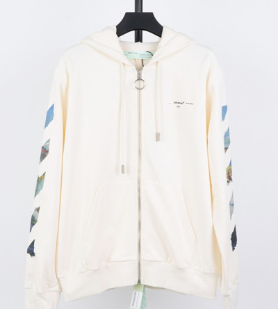 오프화이트 프린팅 집업 후드
