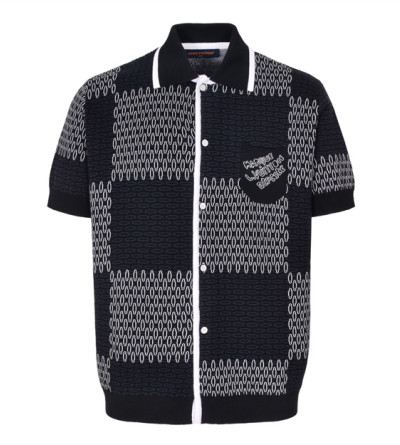 루이비통 화이트 블루 체크 반팔 셔츠