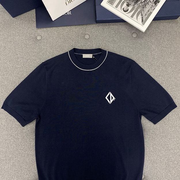 디올 다이아몬드 로고 반팔 니트