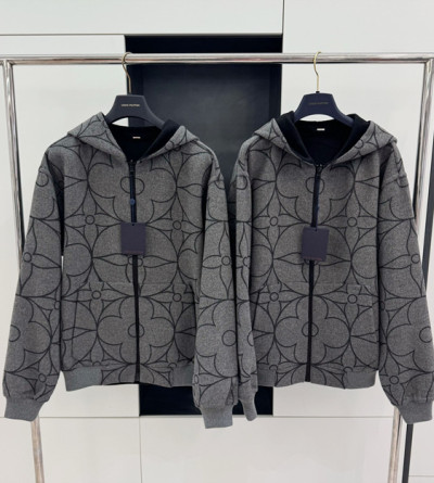 루이비통 울 자카드 집업 후드