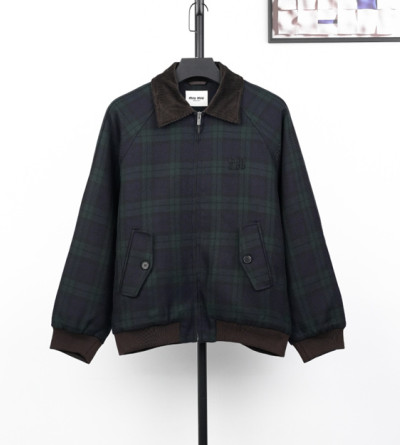미우미우 체크 집업 자켓