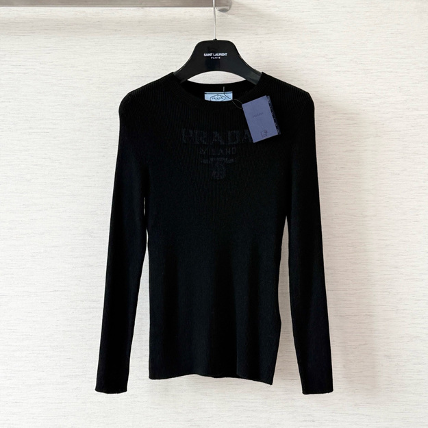 프라다 레터링 슬림 긴팔 니트