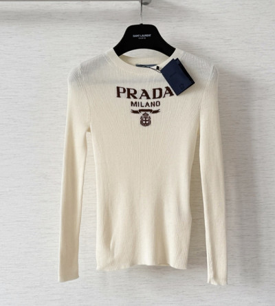 프라다 레터링 슬림 긴팔 니트