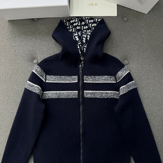 디올 양면 집업 후드