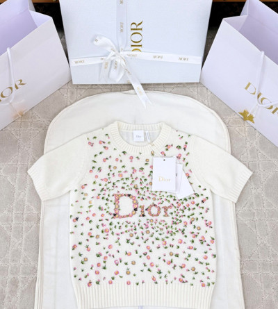 디올 자수 니트 반팔