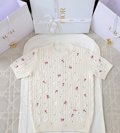 디올 자수 니트 반팔