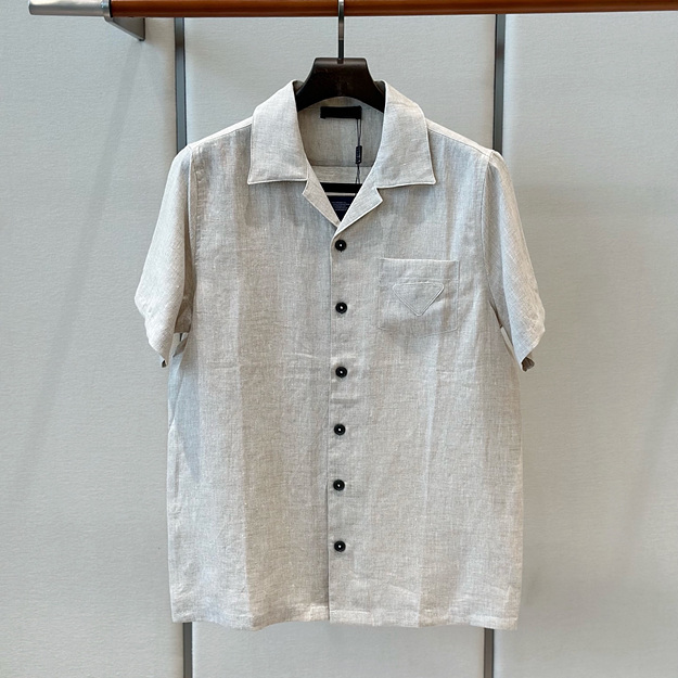 프라다 린넨 반팔 셔츠