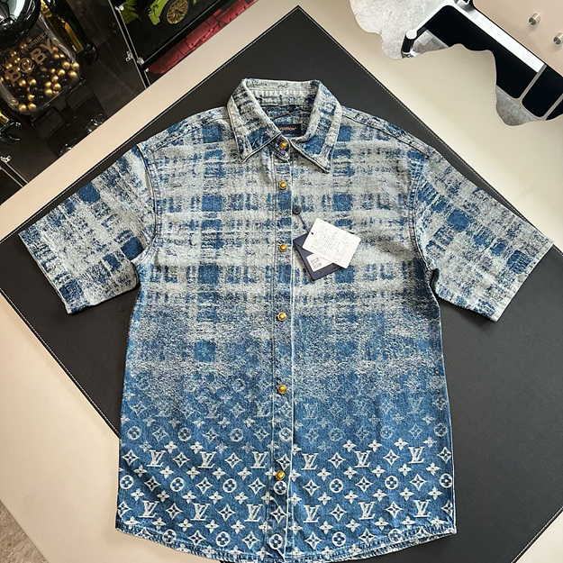 루이비통 자카드 데님 셔츠